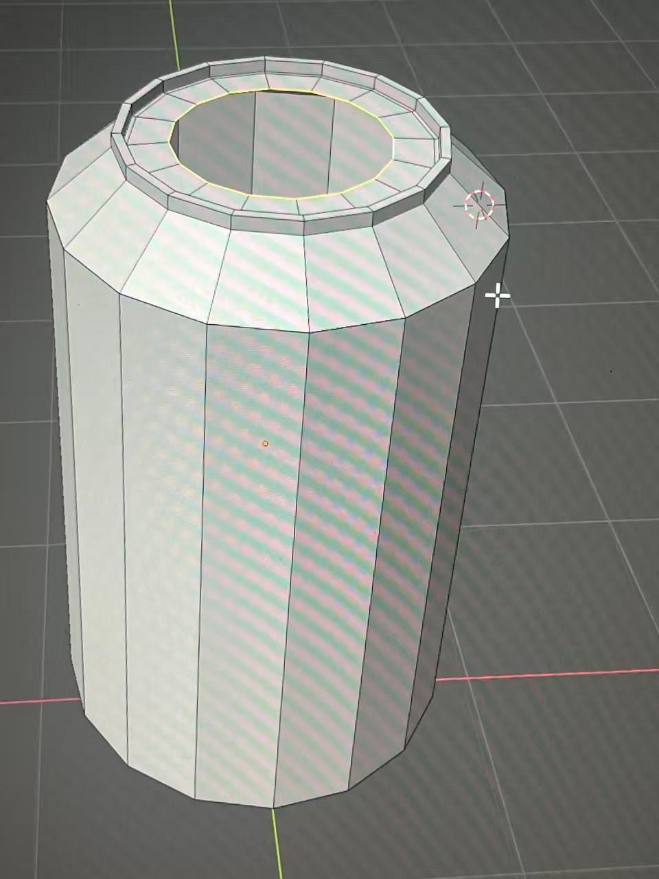 The top of the cylinder is inset to form the opening for the rim.